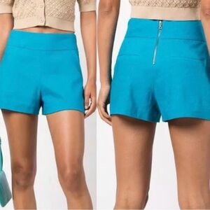 Alice + Olivia Donald Blue Linen Shorts
